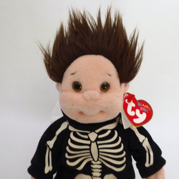 VINTAGE 1996 TY BEANIE BABIES KIDS TUMBLES GLOW IN DARK SKELETON COSTUME & MASK - Picture 6 of 10